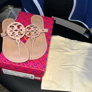 Tory Burch Miller Sandals Size 8 matte nude
